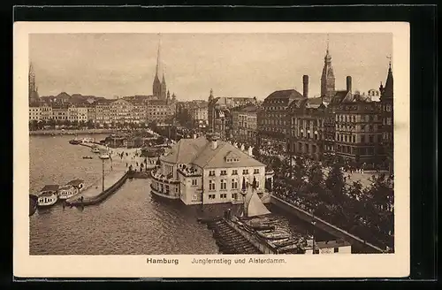 AK Hamburg, Jungfernstieg und Alsterdamm