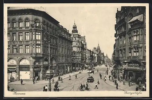 AK Hannover, Georgstrasse mit Strassenbahn