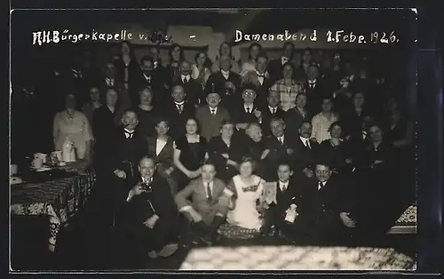 Foto-AK Hamburg, Bürgerkappelle, Damenabend 1. Februar 1926