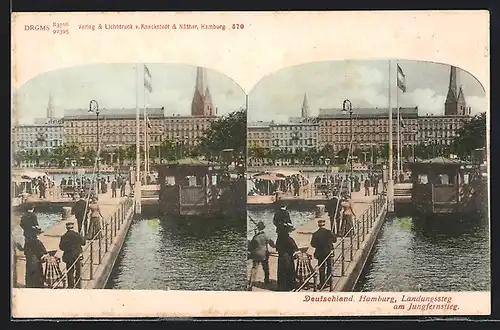 Stereo-AK Hamburg-Neustadt, Landungssteg am Jungfernstieg