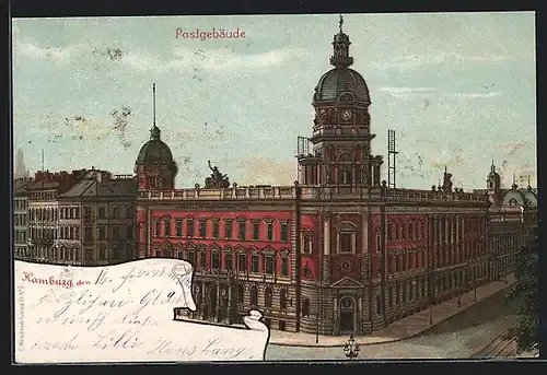 Lithographie Hamburg-Neustadt, Postgebäude