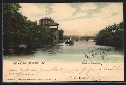 AK Hamburg-Harvestehude, Canal bei Frauenthal