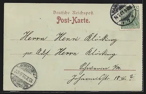 Mondschein-AK Hamburg-Uhlenhorst, Feenteich mit Paar im Ruderboot