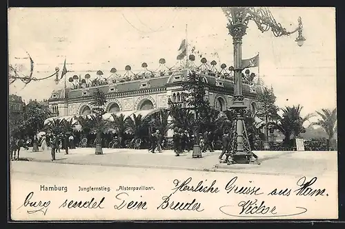 AK Hamburg-Neustadt, Jungfernstieg und Alsterpavillon