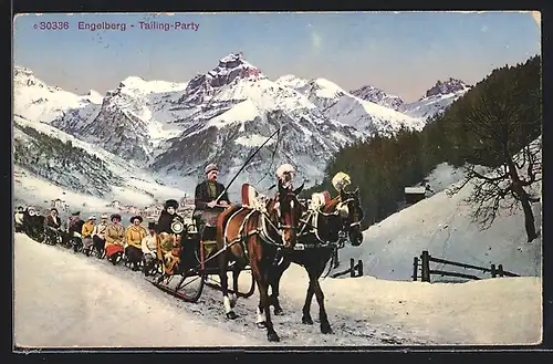 AK Engelberg, Trailing-Party mit Pferdeschlitten