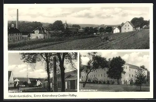 AK Niederhatzkofen /Kreis Rottenburg-Laaber, Ortsansicht, Dorfpartie und Krankenhaus