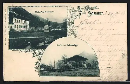 AK Hammer, Gasthaus von Mathias Berger, Blick auf den Wendelstein