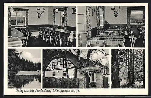 AK Königshofen, Waldgasthaus Sambachshof, Innenansicht