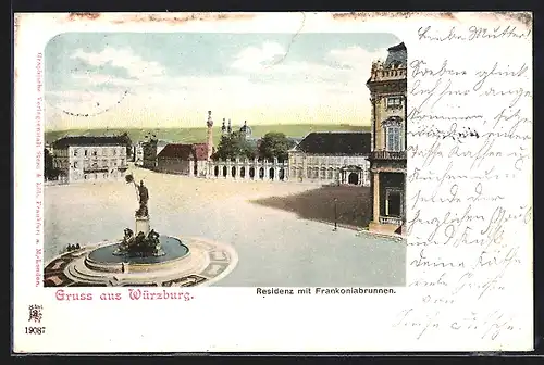 AK Würzburg, Residenz mit Frankonialbrunnen