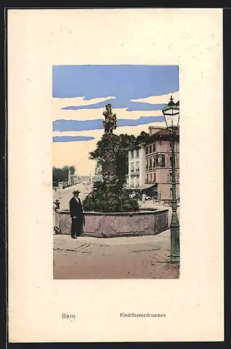 AK Bern, Besucher am Kindlifresserbrunnen