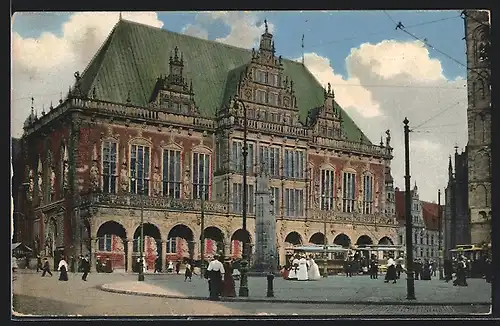 AK Bremen, Rathaus und Strassenbahn