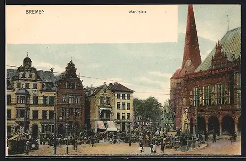 AK Bremen, Marktplatz mit Rathaus