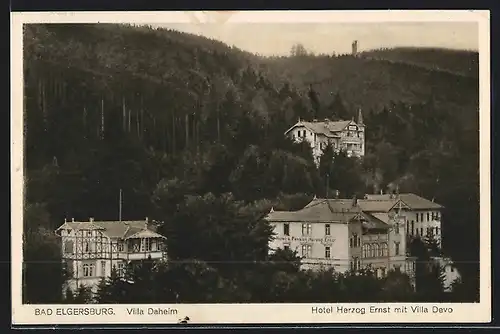 AK Bad Elgersburg, Hotel Herzog Ernst mit Villa Devo und Villa Daheim