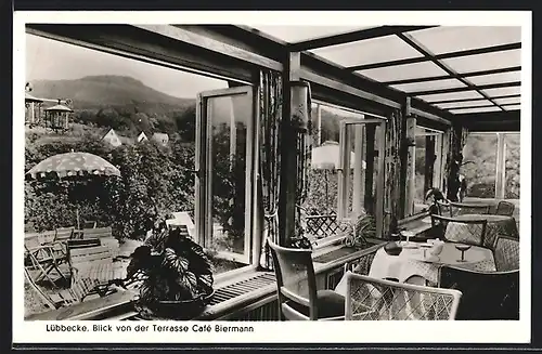 AK Lübbecke, Cafe Biermann, Blick von der Terrasse
