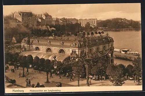 AK Hamburg-Neustadt, Alsterpavillon am Jungfernstieg aus der Vogelschau