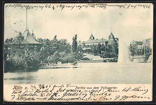AK Köln-Neustadt, Parthie aus dem Volksgarten