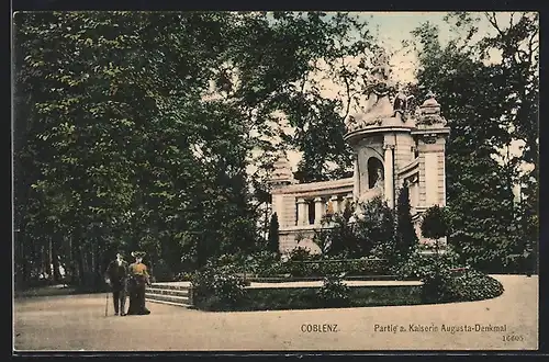 AK Coblenz, Partie a. Kaiserin Augusta-Denkmal