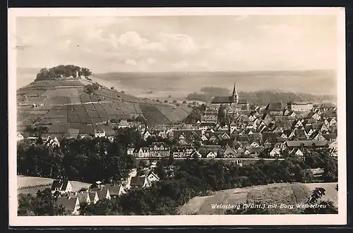 AK Weinsberg, Totalansicht mit Burg Weibertreu