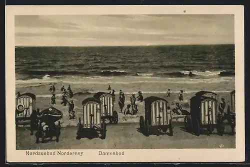 AK Norderney, Blick aufs Damenbad, mit Badegästen
