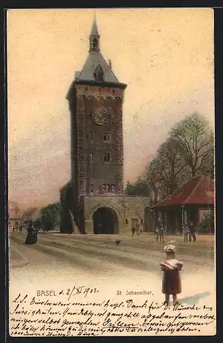 AK Basel, Strassenpartie am St. Johannthor