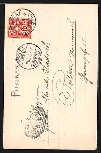 AK Basel, Barfüsserplatz und St. Leonhardskirche