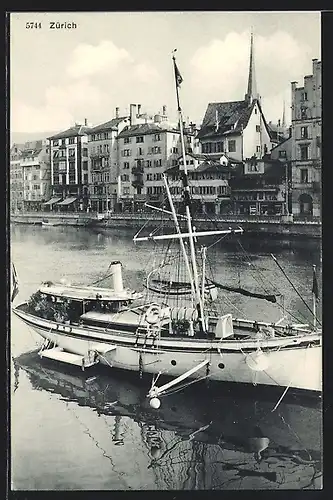 AK Zürich, Boot auf der Limmat