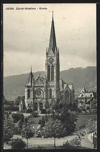 AK Zürich-Wiedikon, Blick zur Kirche