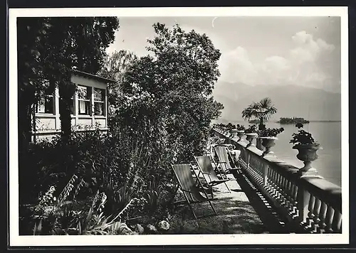 AK Brissago, Strandhotel Mirafiore, Garten mit Speisesaal