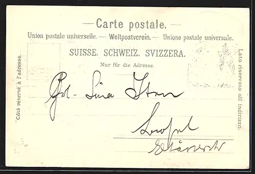 Lithographie Basel, Strassburger Denkmal, Spalentor, Basler Handelsbank