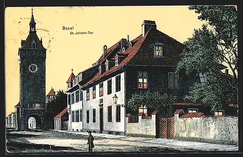 Künstler-AK Basel, St. Johann-Tor