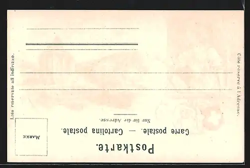 Lithographie Appenzell, Blick zur Kirche, Frau in Tracht am Fenster, Wappen