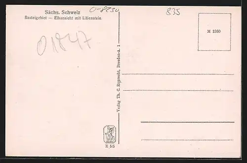 AK Lilienstein /Sächs. Schweiz, Basteigebiet, Elbansicht