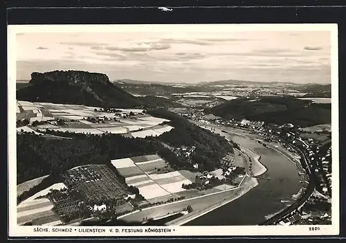 AK Lilienstein /Sächs. Schweiz, Panorama von der Festung Königstein