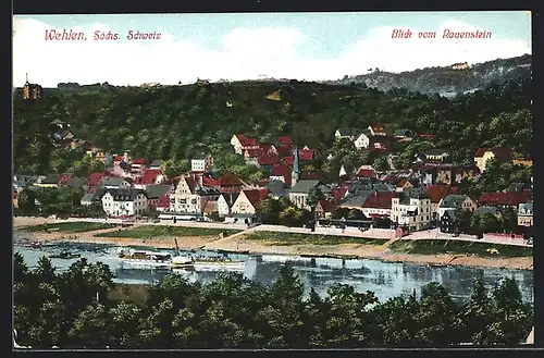 AK Wehlen /Sächs. Schweiz, Blick vom Rauenstein auf den Ort