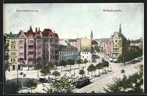AK Berlin-Charlottenburg, Wilhelmplatz mit Strassenbahn