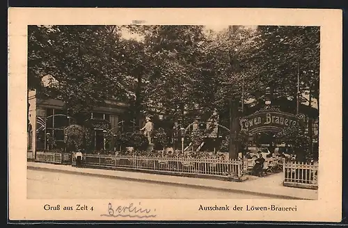AK Berlin-Tiergarten, Ausschank der Löwen-Brauerei, Zelt 4