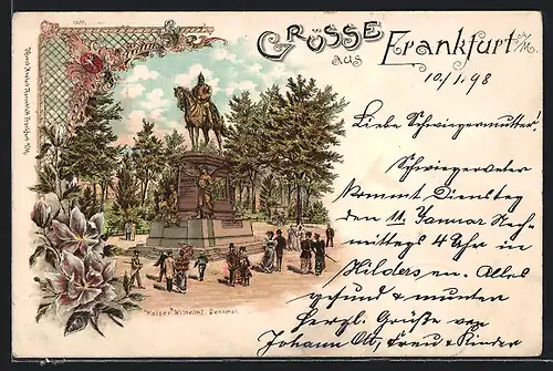 Lithographie Frankfurt, Kaiser Wilhelm I.-Denkmal