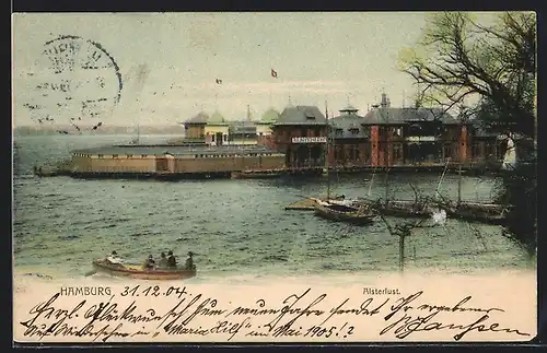 AK Hamburg-St.Georg, Alsterlust mit Schiffen