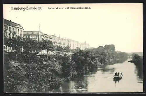 AK Hamburg-Eimsbüttel, Isebeckkanal mit Bismarckstrasse