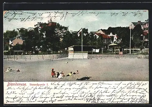 AK Hamburg-Blankenese, Strandpartie mit Süllberg