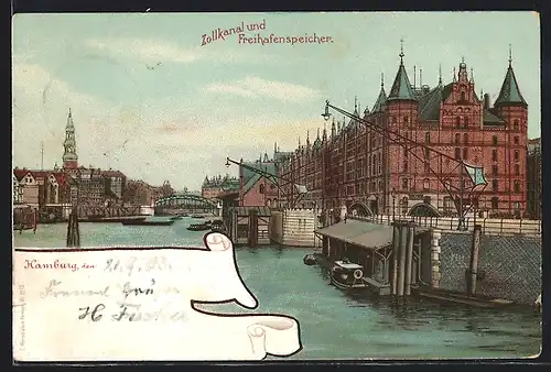 AK Hamburg, Zollkanal und Freihafenspeicher