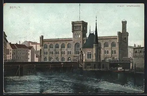 AK Berlin, städtische Sparkasse am Mühlendamm