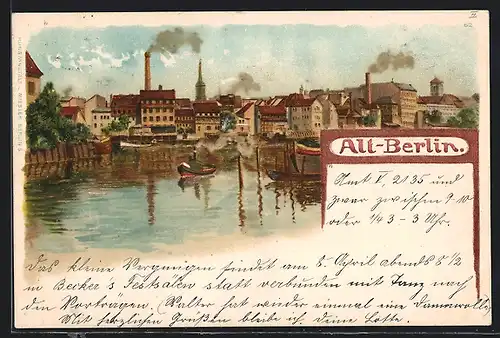 Lithographie Berlin, Flusspartie Alt-Berlin