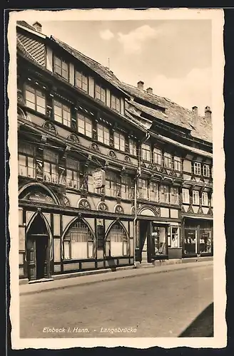 AK Einbeck i. Hann, Strasse Langebrücke mit Gasthof