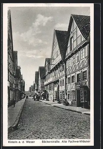 AK Rinteln, Alte Fachwerkhäuser in der Bäckerstrasse