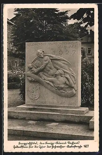 AK Berggiesshübel, Gedenkstein für die Opfer der Hochwasserkatastrophe 1927