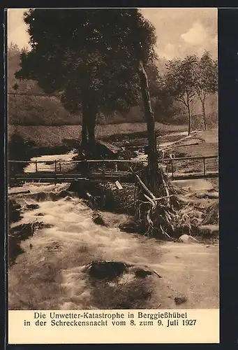 AK Berggiesshübel, Die Unwetter-Katastrophe 1927, Ortspartie