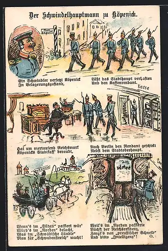 Künstler-AK Köpenick, Der Schwindelhauptmann zu Köpenick