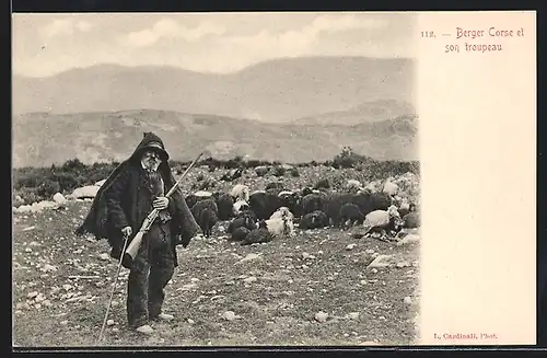 AK Korsika / Corse, Berger Corse et son troupeau