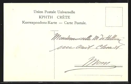 AK Kreta, Briefmarken mit darauf abgebildeten Persönlichkeiten, Fabelwesen und Landschaften, Wappen